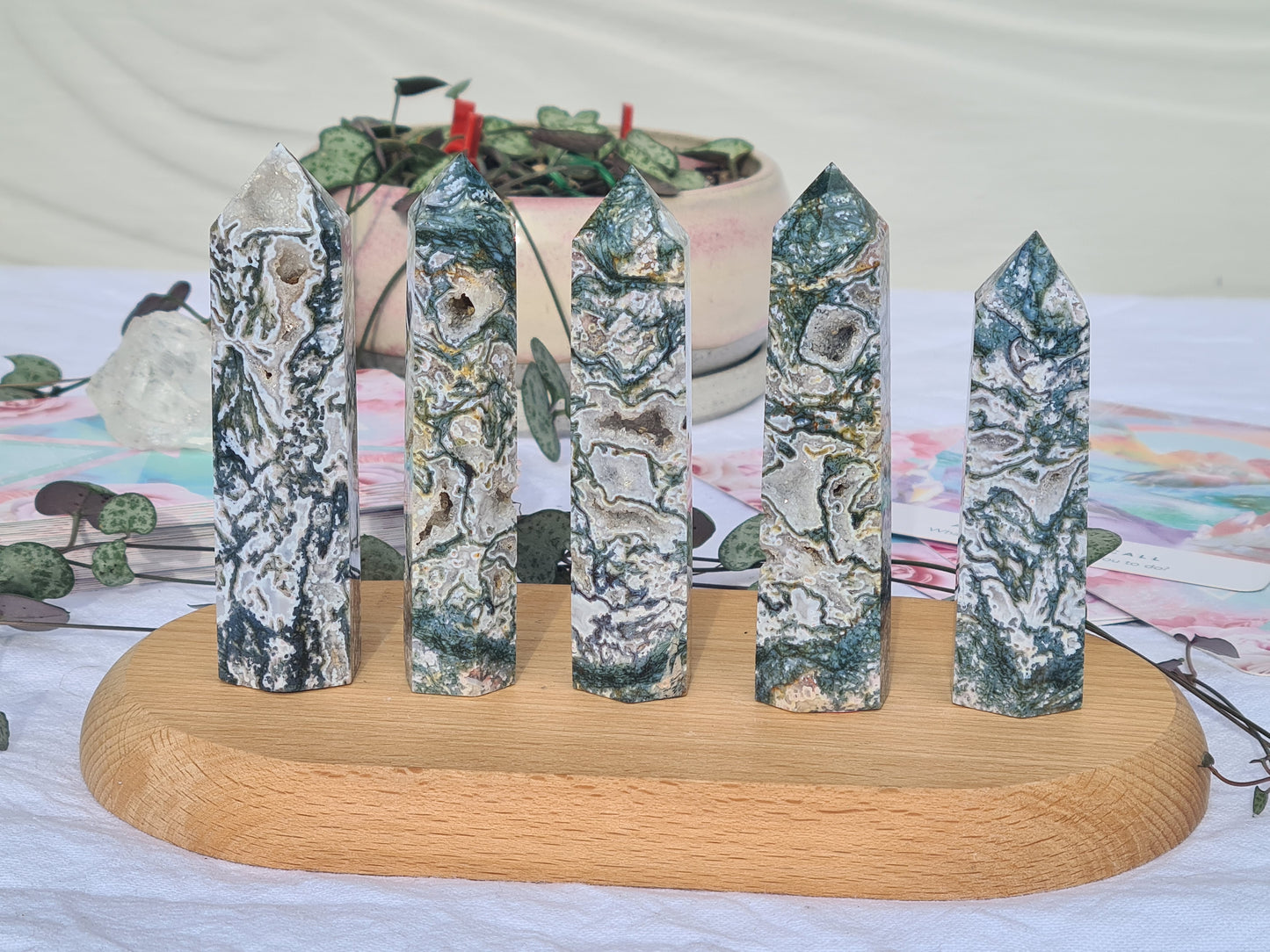 Moss Agate Towers (with open druse)