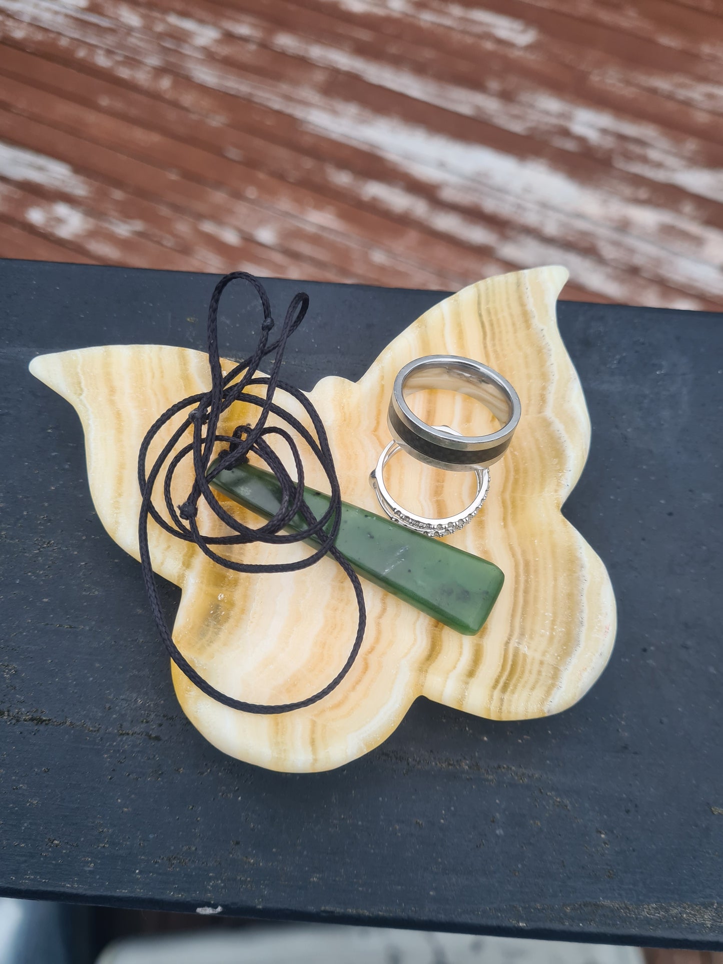 Orange Calcite Butterfly Dish