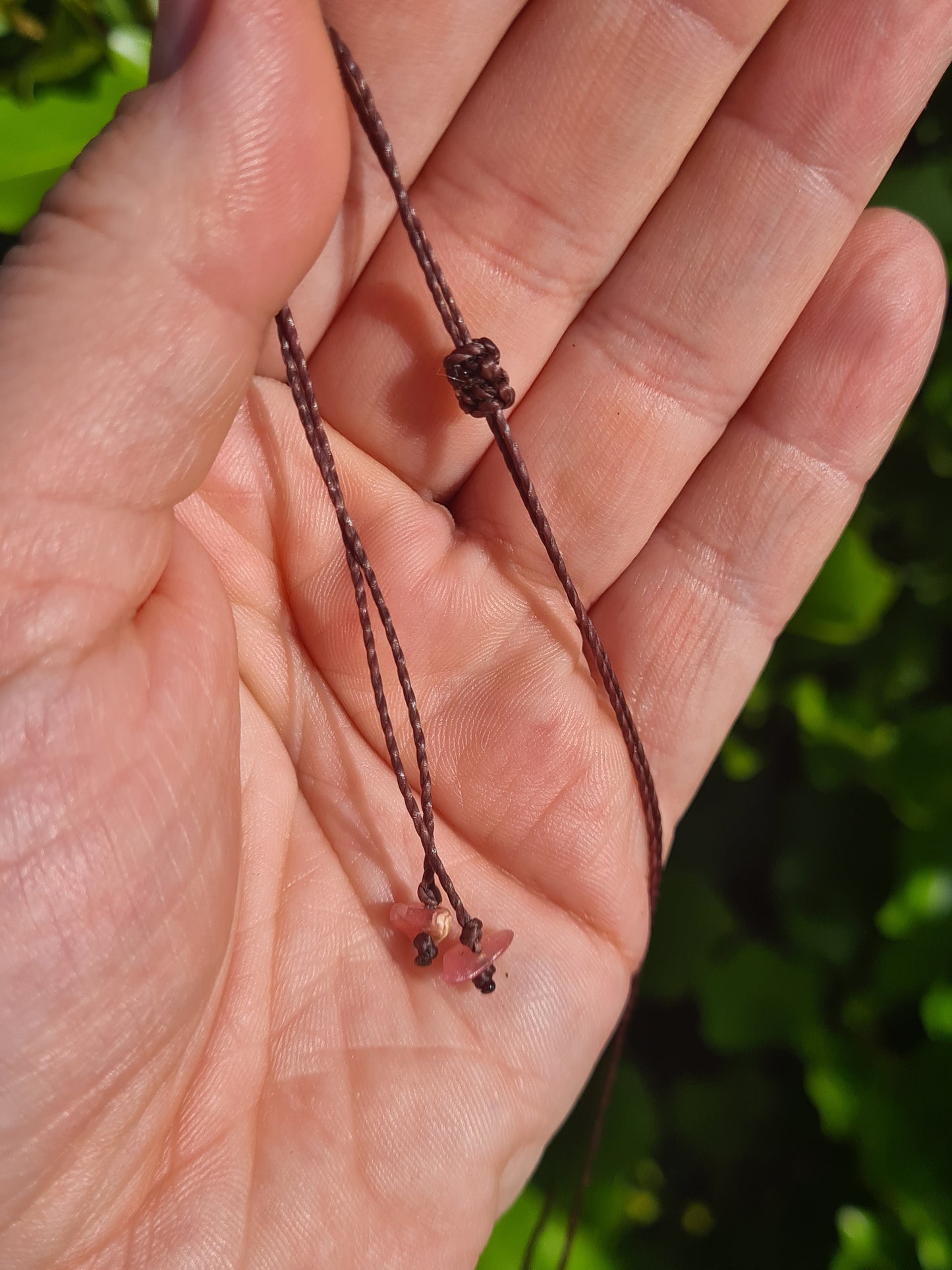 Adjustable Macrame Necklace - Rhodocrosite, Rose Quartz, Hematite & Obsidian