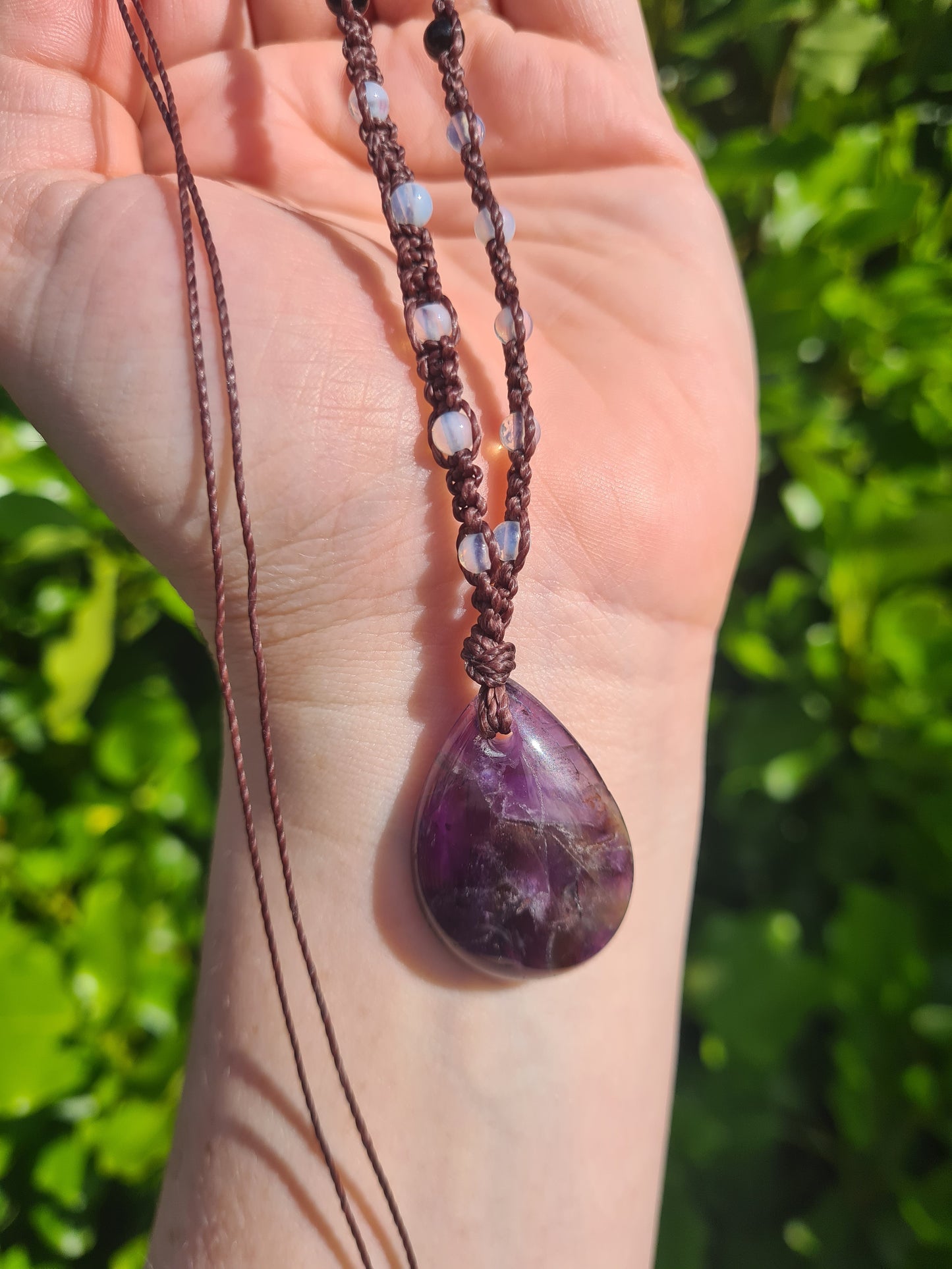 Adjustable Macrame Necklace - Amethyst