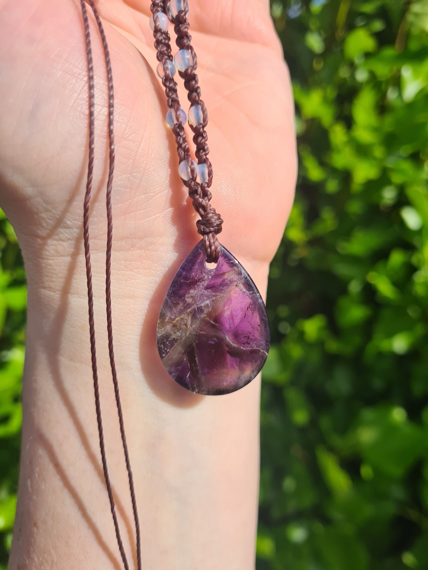 Adjustable Macrame Necklace - Amethyst