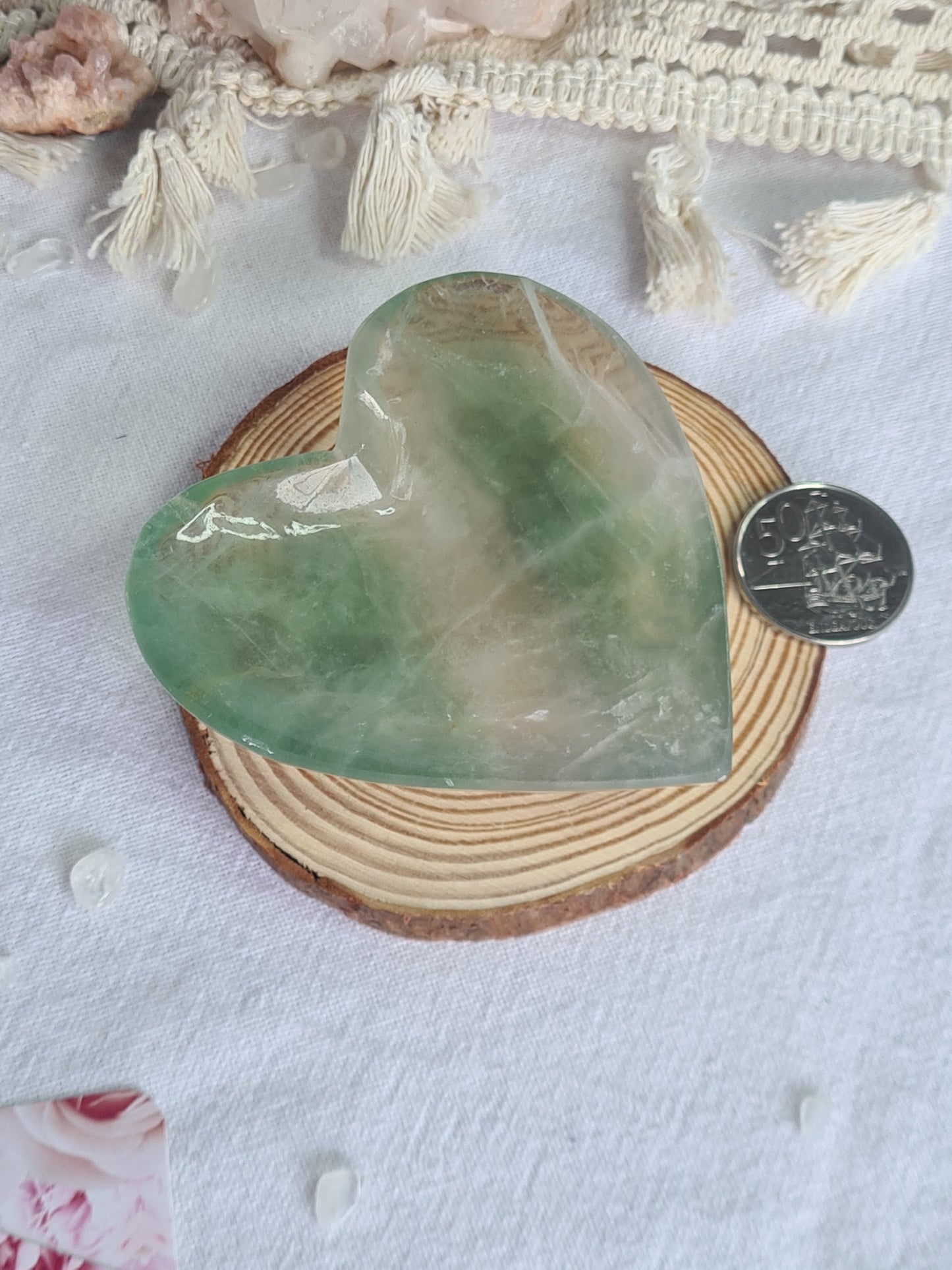 Green Fluorite Heart Trinket Dish