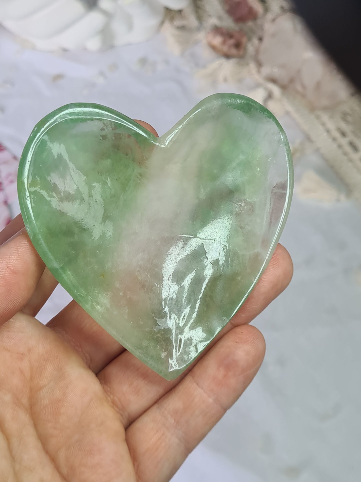 Green Fluorite Heart Trinket Dish