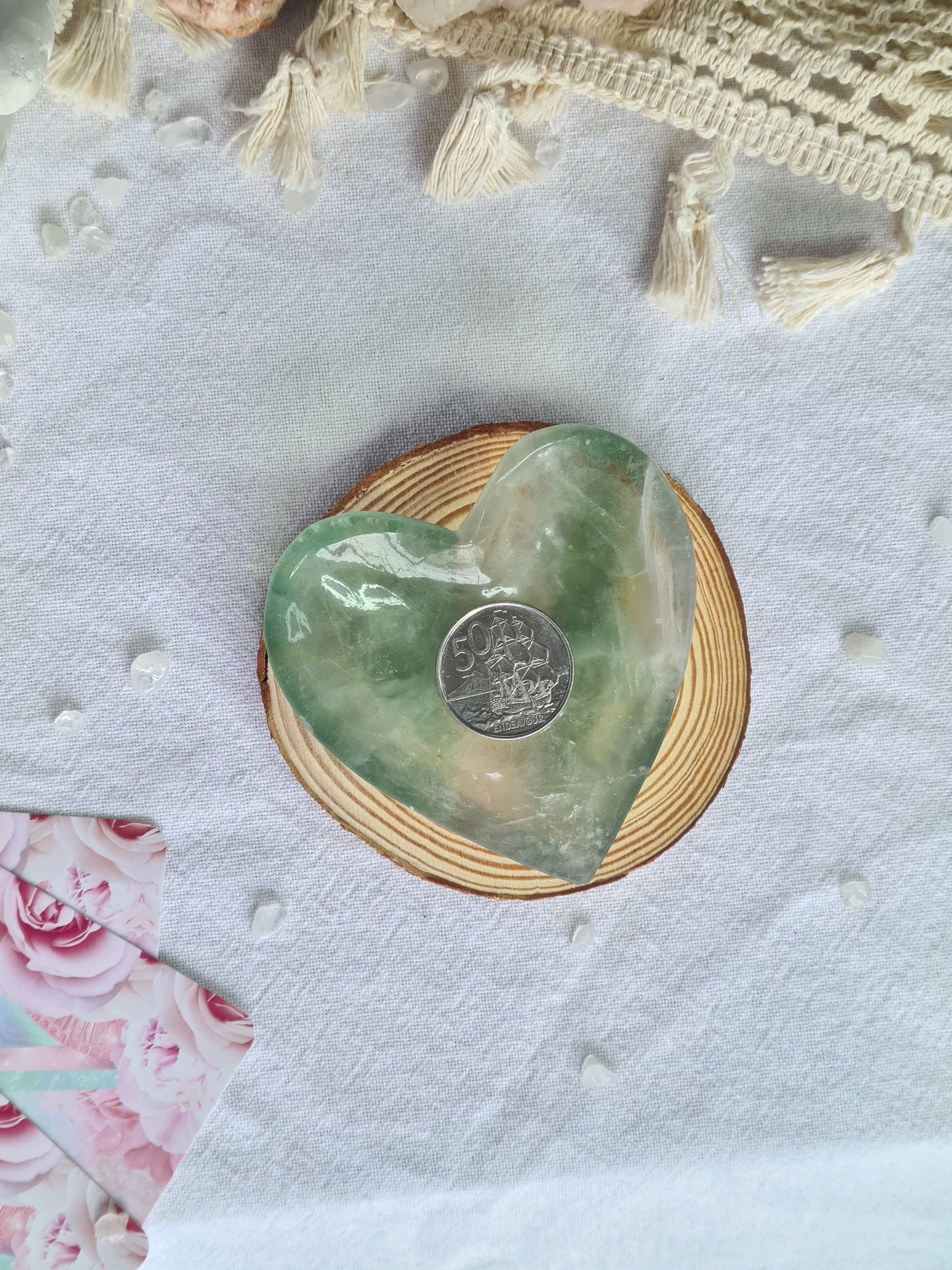 Green Fluorite Heart Trinket Dish