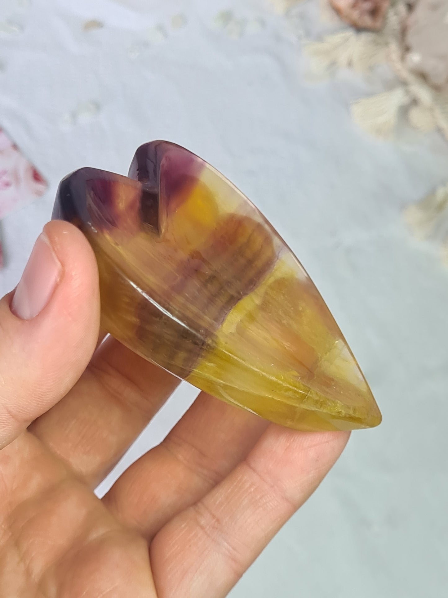 Fluorite Trinket Dish - Yellow/Purple